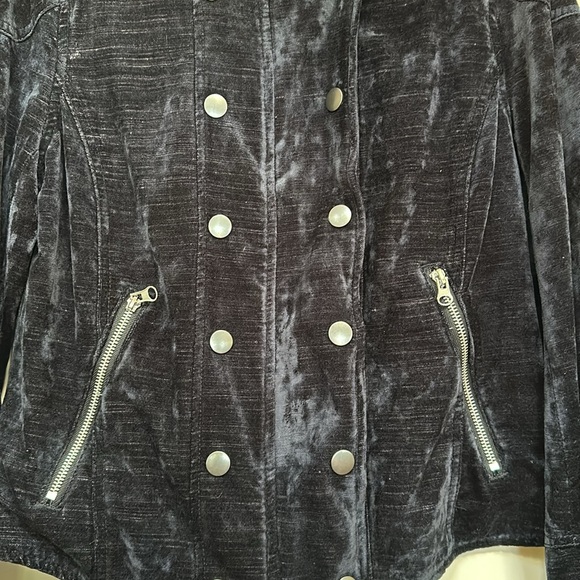 Free People Black velvet military jacket. Never worn. - Picture 3 of 6